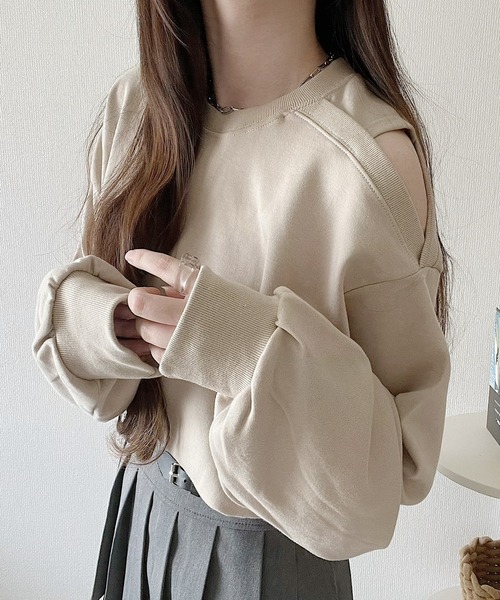 Nana（ナナ）の「オープンショルダースウェット（Tシャツ/カットソー・レディース・アイボリー/ベージュ/グレー/ブラック・FREE）」の14枚目の写真