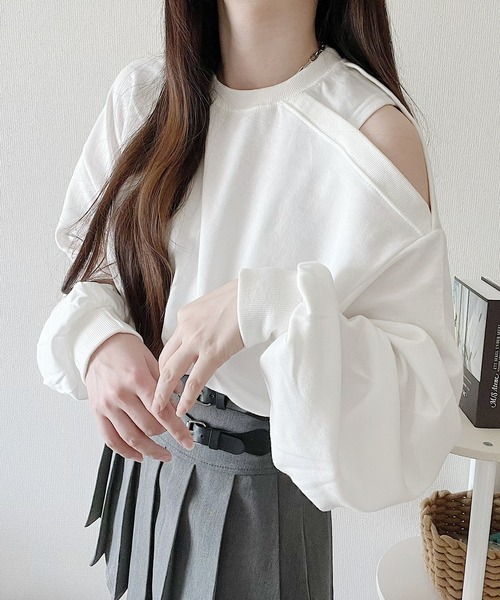 Nana（ナナ）の「オープンショルダースウェット（Tシャツ/カットソー・レディース・アイボリー/ベージュ/グレー/ブラック・FREE）」の8枚目の写真