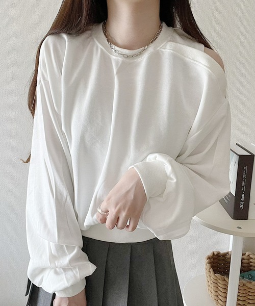 Nana（ナナ）の「オープンショルダースウェット（Tシャツ/カットソー・レディース・アイボリー/ベージュ/グレー/ブラック・FREE）」の11枚目の写真