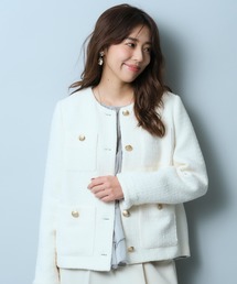 【新品タグ付き】 JUSGLITTY プチキラツイードジャケット ピンク M 在庫あり/即出荷可】 新品タグ付 JUSGLITTY プチキラツイード