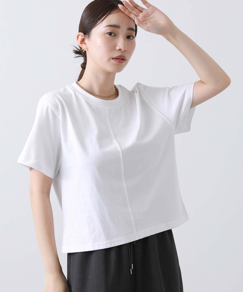 Gready Brilliant(グレディブリリアン)の「C天竺BOXTシャツ(Tシャツ/カットソー・レディース・オフホワイト/ブラック・38)」の12枚目の写真
