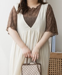 モチーフ柄シアープルオーバー