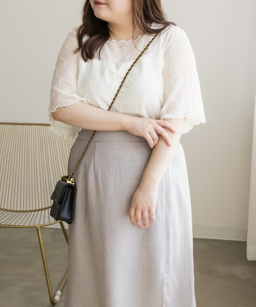 CLETTE(クレット)の「モチーフ柄シアープルオーバー(その他トップス・レディース・ブラック/アイボリー/ブラウン・LL/4L/3L)」の4枚目の写真