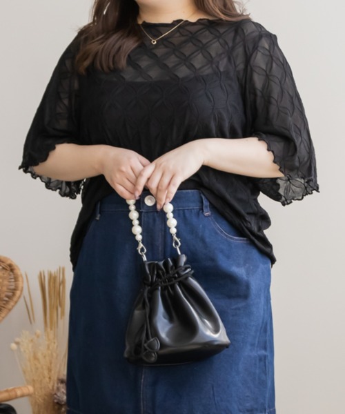 CLETTE(クレット)の「モチーフ柄シアープルオーバー(その他トップス・レディース・ブラック/アイボリー/ブラウン・LL/4L/3L)」の9枚目の写真