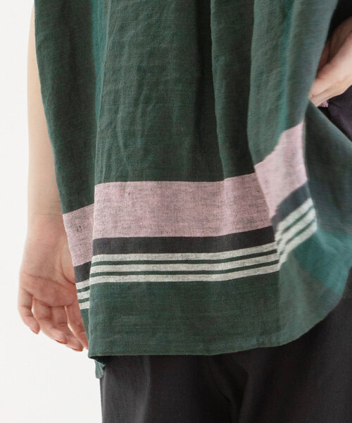 nop de nod（ノップドゥノッド）の「Cielリネンパネルチェックスタンドカラーシャツ（シャツ/ブラウス・レディース・ブラック/ダークグリーン/レッド・M）」の15枚目の写真