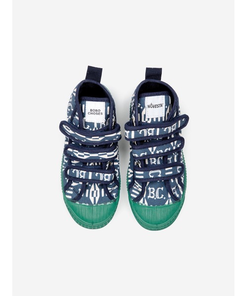BOBO CHOSES（ボボショーズ）の「B.C Vintage all over high sneakers（スニーカー・キッズ・ダークネイビー・15.5/16/16.5/17/17.5/18/18.5/19）」の4枚目の写真