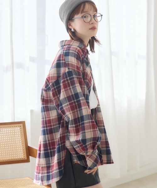 RETRO GIRL（レトロガール）の「【新色追加】アソートチェックシャツ（シャツ/ブラウス・レディース・ブルー系その他2/ナチュラル/ブルー/ブラウン系その他2/レッド/ブラウン・FREE）」の6枚目の写真
