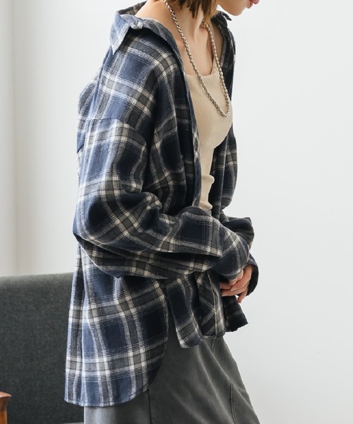 RETRO GIRL（レトロガール）の「【新色追加】アソートチェックシャツ（シャツ/ブラウス・レディース・ブルー系その他2/ナチュラル/ブルー/ブラウン系その他2/レッド/ブラウン・FREE）」の4枚目の写真