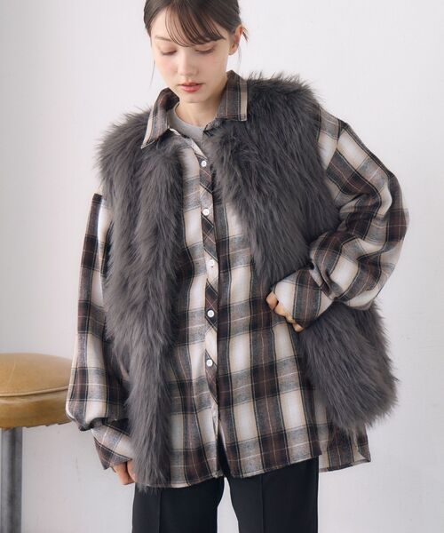 RETRO GIRL（レトロガール）の「【新色追加】アソートチェックシャツ（シャツ/ブラウス・レディース・ブルー系その他2/ナチュラル/ブルー/ブラウン系その他2/レッド/ブラウン・FREE）」の8枚目の写真