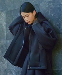 RUIRUE BOUTIQUE（ルイルエブティック）の「洗える ストレッチ ｜ ボンディング ショルダータック パーカー ｜ レディース アウター 羽織 フード 体型カバー 保温 暖かい 軽量 ダンボールニット ライトアウター（その他アウター）」