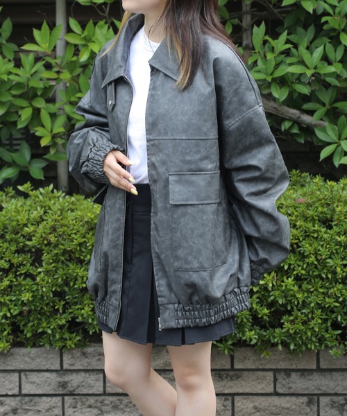 HALEY PESCA（ヘーリーペスカ）の「HALEY PESCA/合成皮革　 オーバーサイズ　BIGブルゾン（ブルゾン・レディース・チャコールグレー/ブラック/ブラウン・MEDIUM）」の18枚目の写真