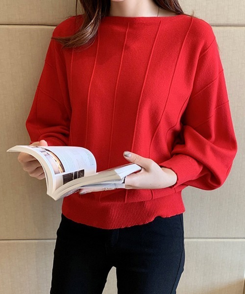 Miniministore(ミニミニストア)の「ニットトップス きれいめ 体型カバー大人(ニット/セーター・レディース・ベージュ/イエロー/モカ/ピンク/レッド/ブラック/オフホワイト/グレー/ブルー・M/L/XL)」の9枚目の写真