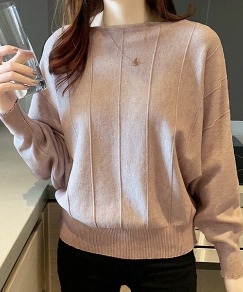 Miniministore(ミニミニストア)の「ニットトップス きれいめ 体型カバー大人(ニット/セーター・レディース・ベージュ/イエロー/モカ/ピンク/レッド/ブラック/オフホワイト/グレー/ブルー・M/L/XL)」の4枚目の写真