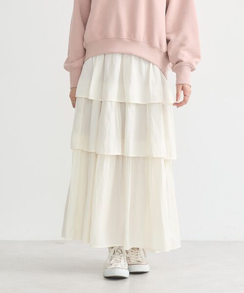 earth music&ecology（アースミュージックアンドエコロジー）の「ティアードスカート（スカート・レディース・ブルー/ブラック/アイボリー・FREE）」の4枚目の写真