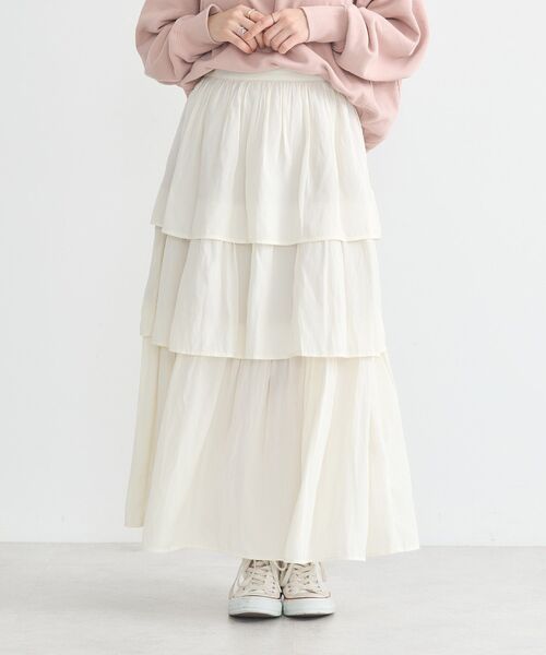 earth music&ecology（アースミュージックアンドエコロジー）の「ティアードスカート（スカート・レディース・ブルー/ブラック/アイボリー・FREE）」の5枚目の写真