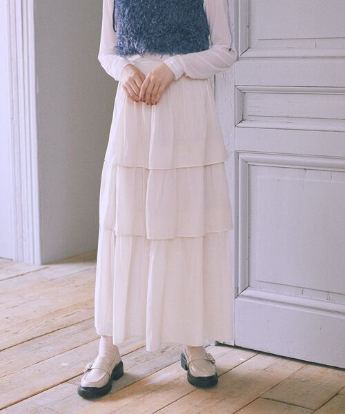 earth music&ecology（アースミュージックアンドエコロジー）の「ティアードスカート（スカート・レディース・ブルー/ブラック/アイボリー・FREE）」の18枚目の写真