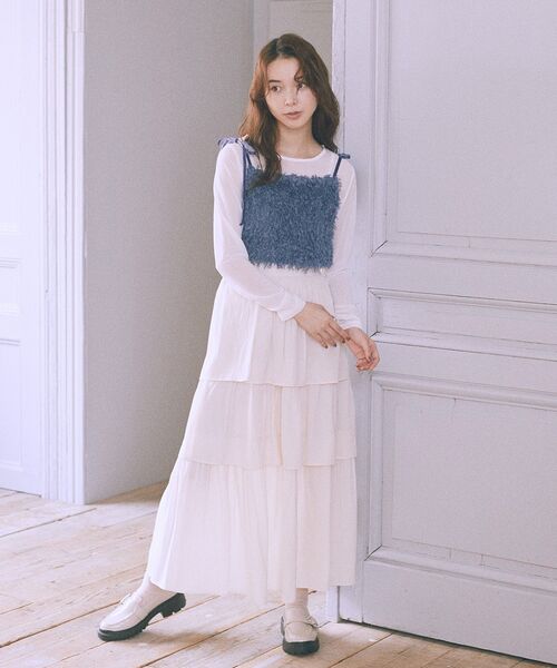 earth music&ecology（アースミュージックアンドエコロジー）の「ティアードスカート（スカート・レディース・ブルー/ブラック/アイボリー・FREE）」の20枚目の写真