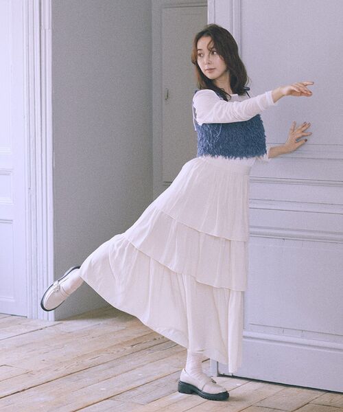 earth music&ecology（アースミュージックアンドエコロジー）の「ティアードスカート（スカート・レディース・ブルー/ブラック/アイボリー・FREE）」の22枚目の写真