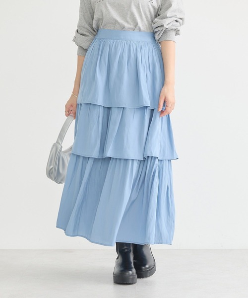 earth music&ecology（アースミュージックアンドエコロジー）の「ティアードスカート（スカート・レディース・ブルー/ブラック/アイボリー・FREE）」の3枚目の写真
