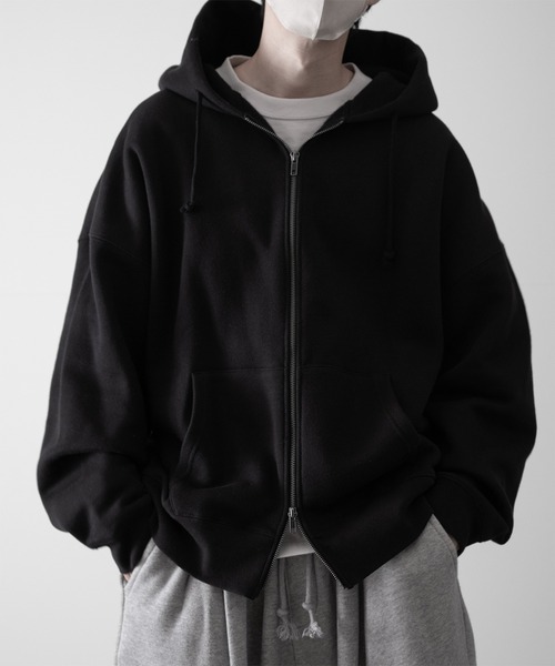 RUUBON（ルーボン）の「【RUUBON】brushed lining full zip parker / 裏起毛フルジップパーカー（パーカー・メンズ・ブラック/グレー・L/M/S）」の15枚目の写真