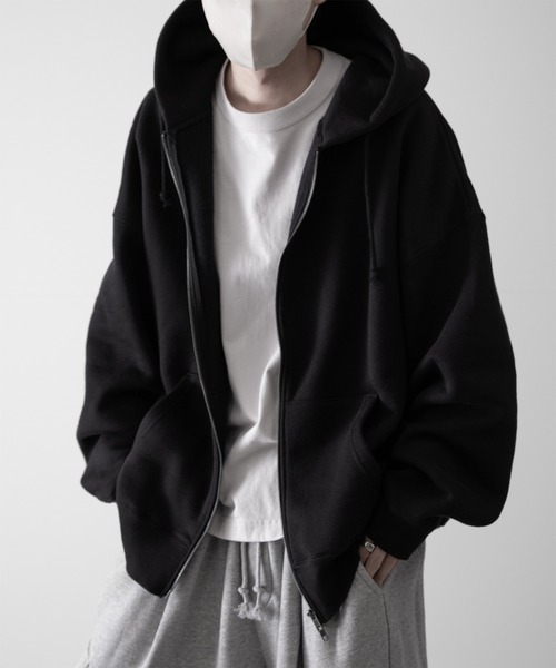 RUUBON（ルーボン）の「【RUUBON】brushed lining full zip parker / 裏起毛フルジップパーカー（パーカー・メンズ・ブラック/グレー・L/M/S）」の19枚目の写真