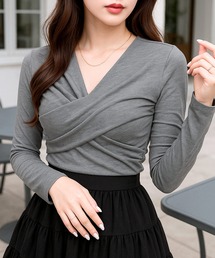 Julia Boutique | ギャザーカシュクールカットソートップス(Tシャツ/カットソー)