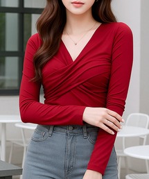 Julia Boutique | ギャザーカシュクールカットソートップス(Tシャツ/カットソー)