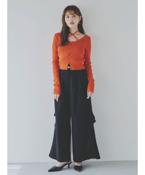 dazzlin(ダズリン)の「カーデタイトレイヤードリボントップス(ニット/セーター・レディース・アイボリー/オレンジ/ピンク/チャコールグレー/ブラック・FREE)」の11枚目の写真