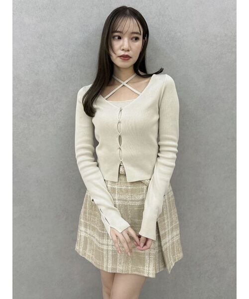 dazzlin(ダズリン)の「カーデタイトレイヤードリボントップス(ニット/セーター・レディース・アイボリー/オレンジ/ピンク/チャコールグレー/ブラック・FREE)」の8枚目の写真