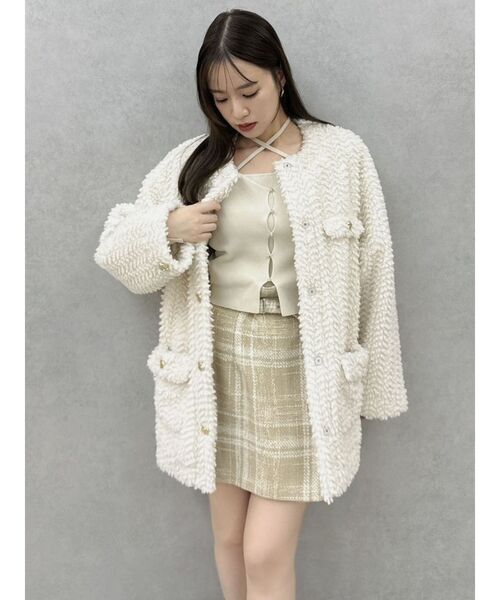 dazzlin(ダズリン)の「カーデタイトレイヤードリボントップス(ニット/セーター・レディース・アイボリー/オレンジ/ピンク/チャコールグレー/ブラック・FREE)」の21枚目の写真