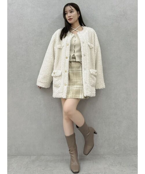 dazzlin(ダズリン)の「カーデタイトレイヤードリボントップス(ニット/セーター・レディース・アイボリー/オレンジ/ピンク/チャコールグレー/ブラック・FREE)」の22枚目の写真