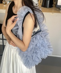 チュールフリル大容量トートバッグ