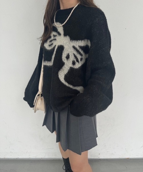 nemne store（ネンネストア）の「【低身長サイズあり】アソートモチーフニット（ニット/セーター・レディース・ブラック/ブラウン/レッド/グリーン/グレー系1/グレー系2/アイボリー系1/アイボリー系2/アイボリー系3/アイボリー系4/ネイビー系1/ネイビー系2・SMALL/MEDIUM）」の15枚目の写真