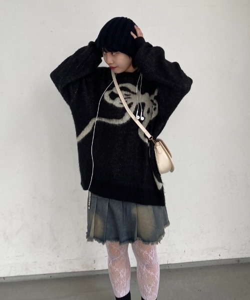 nemne store（ネンネストア）の「【低身長サイズあり】アソートモチーフニット（ニット/セーター・レディース・ブラック/ブラウン/レッド/グリーン/グレー系1/グレー系2/アイボリー系1/アイボリー系2/アイボリー系3/アイボリー系4/ネイビー系1/ネイビー系2・SMALL/MEDIUM）」の17枚目の写真