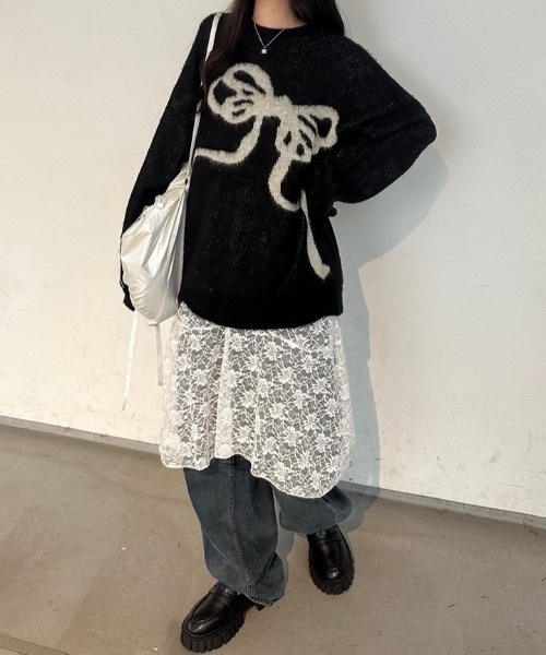 nemne store（ネンネストア）の「【低身長サイズあり】アソートモチーフニット（ニット/セーター・レディース・ブラック/ブラウン/レッド/グリーン/グレー系1/グレー系2/アイボリー系1/アイボリー系2/アイボリー系3/アイボリー系4/ネイビー系1/ネイビー系2・SMALL/MEDIUM）」の20枚目の写真