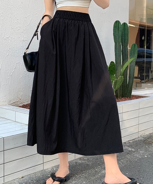 【美品】セオリーリュクス タックフレアスカート黒 Aラインロング丈ストレッチ素材 タックフレアスカート（スカート）｜Dewlily（デューリリー）の