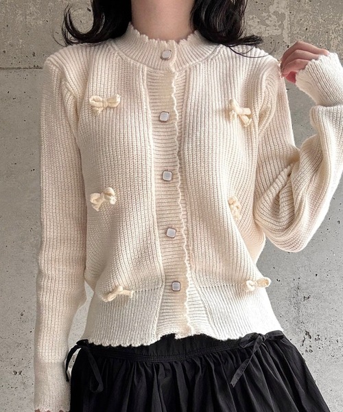 merrylatte（メリーラテ）の「リボンニットカーディガン（ニット/セーター・レディース・ホワイト・FREE）」の11枚目の写真