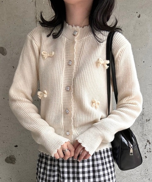merrylatte（メリーラテ）の「リボンニットカーディガン（ニット/セーター・レディース・ホワイト・FREE）」の3枚目の写真