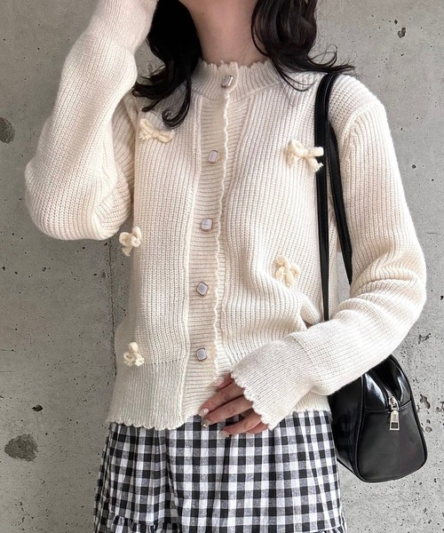 merrylatte（メリーラテ）の「リボンニットカーディガン（ニット/セーター・レディース・ホワイト・FREE）」の5枚目の写真