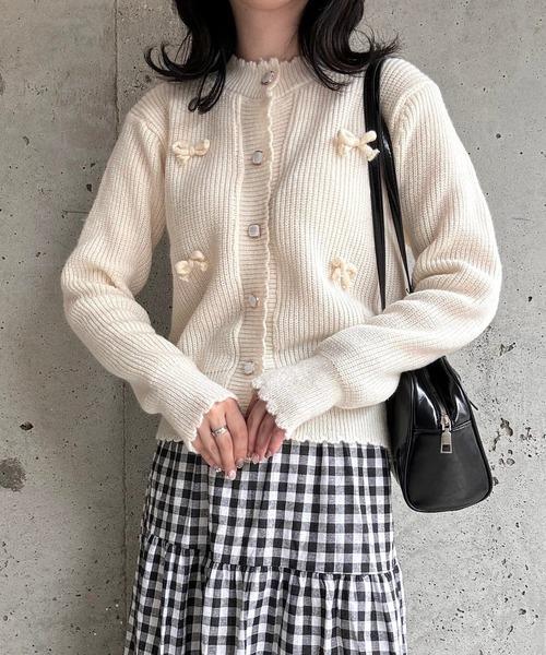 merrylatte（メリーラテ）の「リボンニットカーディガン（ニット/セーター・レディース・ホワイト・FREE）」の7枚目の写真