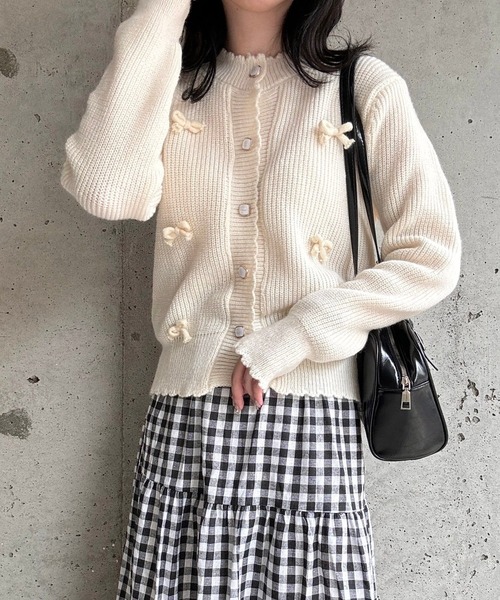 merrylatte（メリーラテ）の「リボンニットカーディガン（ニット/セーター・レディース・ホワイト・FREE）」の8枚目の写真