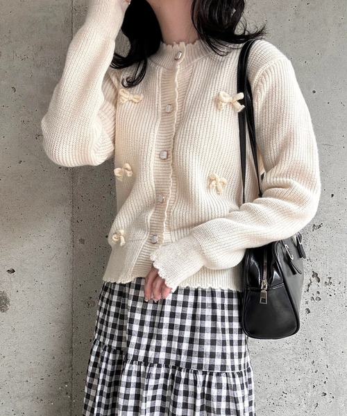 merrylatte（メリーラテ）の「リボンニットカーディガン（ニット/セーター・レディース・ホワイト・FREE）」の9枚目の写真