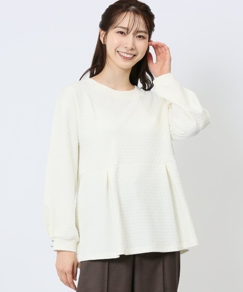 m.f.editorial（エムエフエディトリアル）の「【ペプラム ストレッチ】m.f.エディトリアル レディース ジャガード クルーネック 長袖プルオーバー（Tシャツ/カットソー・レディース・ブラック/ブルー/アイボリー・MEDIUM/LARGE）」の2枚目の写真