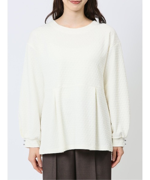 m.f.editorial（エムエフエディトリアル）の「【ペプラム ストレッチ】m.f.エディトリアル レディース ジャガード クルーネック 長袖プルオーバー（Tシャツ/カットソー・レディース・ブラック/ブルー/アイボリー・MEDIUM/LARGE）」の11枚目の写真