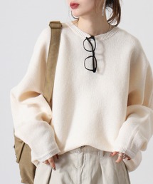 WS select メランジミックス ミラノリブ編みドルマンシルエットクルーニット