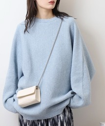 WS select メランジミックス ミラノリブ編みドルマンシルエットクルーニット