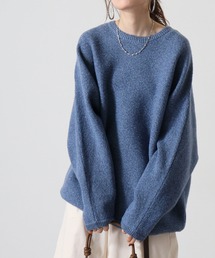 WS select メランジミックス ミラノリブ編みドルマンシルエットクルーニット