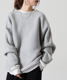 WS select メランジミックス ミラノリブ編みドルマンシルエットクルーニット
