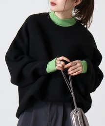 WS select メランジミックス ミラノリブ編みドルマンシルエットクルーニット