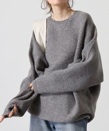 WS select メランジミックス ミラノリブ編みドルマンシルエットクルーニット
